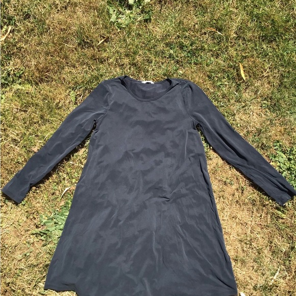 Madewell Sandwashed Swingy T-Shirt Dress Long Sleeve Faded Black Size Small - Picture 3 of 6